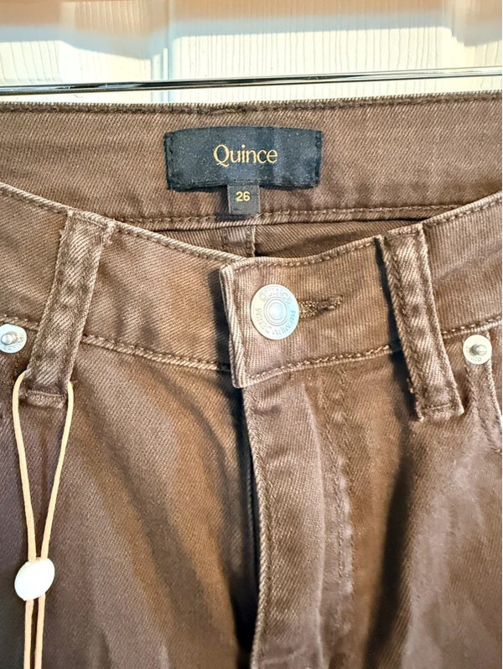 Quince Bella stretch straight jeans  coffee, brown size 26 #0094 FLAW - Picture 5 of 9